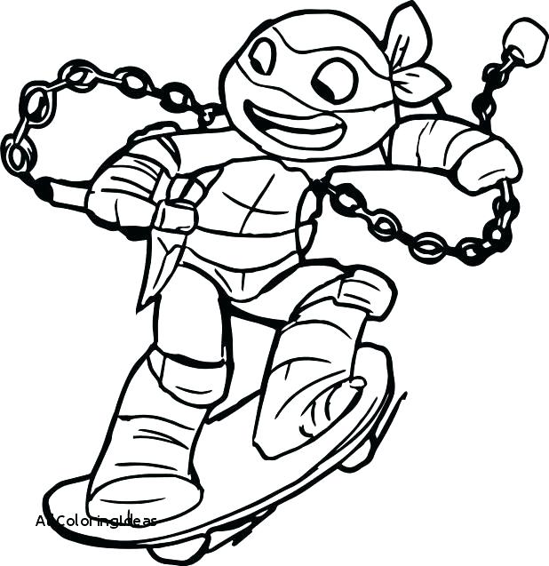 A detailed turtle coloring page of a ninja turtle from GetColorings.com