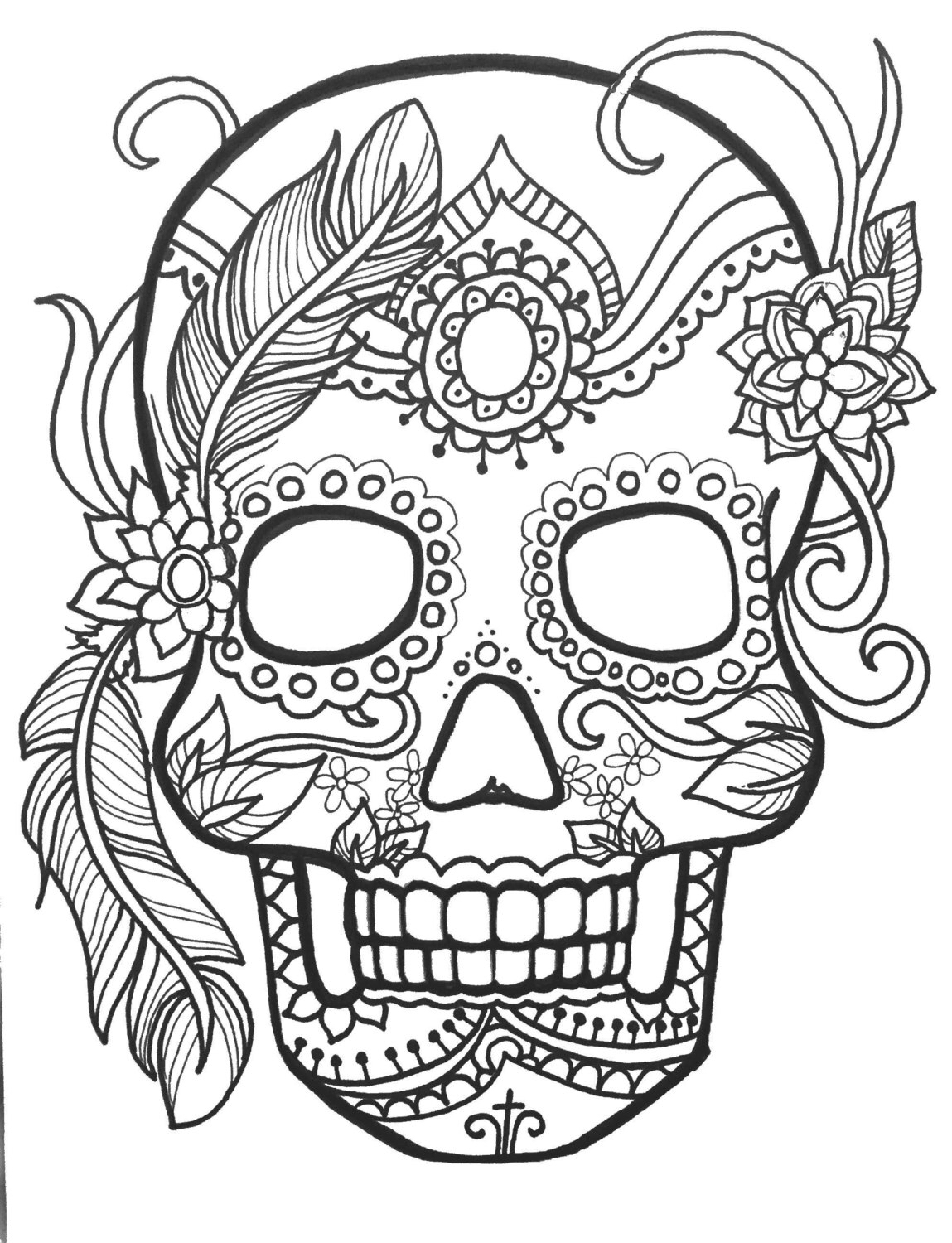 Dia De Los Muertos Skulls Coloring Pages at GetColorings