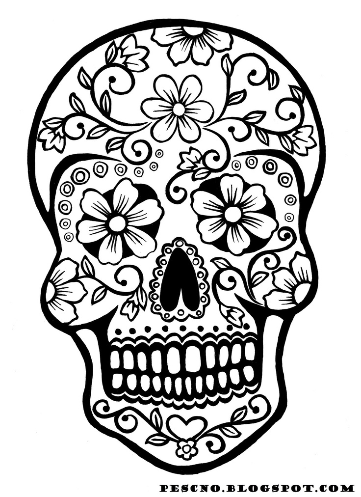 Dia De Los Muertos Skull Coloring Pages at Free