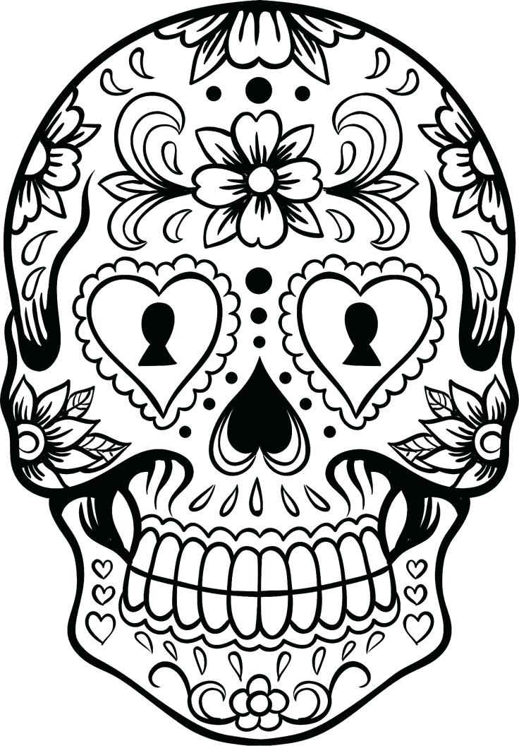 Dia De Los Muertos Skulls Coloring Pages at Free