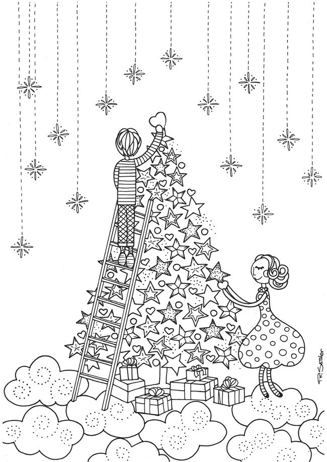 Difficult Christmas Coloring Pages For Adults at