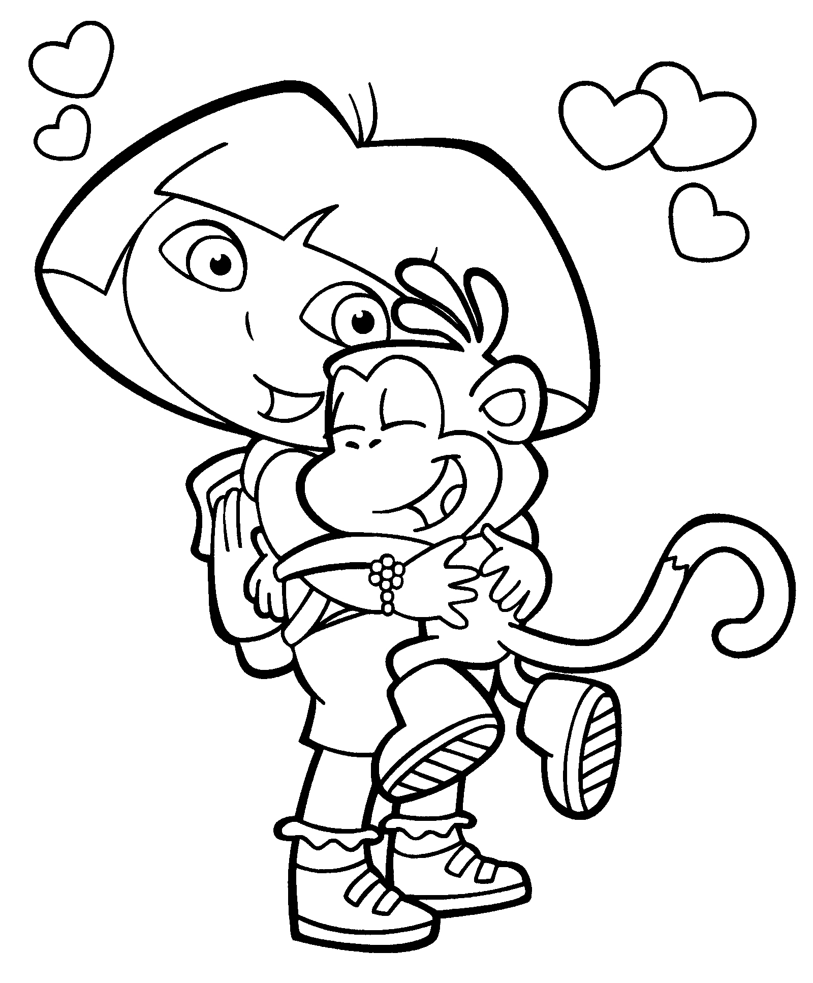 Dora Colouring Pages To Print At Getcolorings Free Printable 1600x1934 Dora Amp Boots Coloring Page Pages Birthdays
