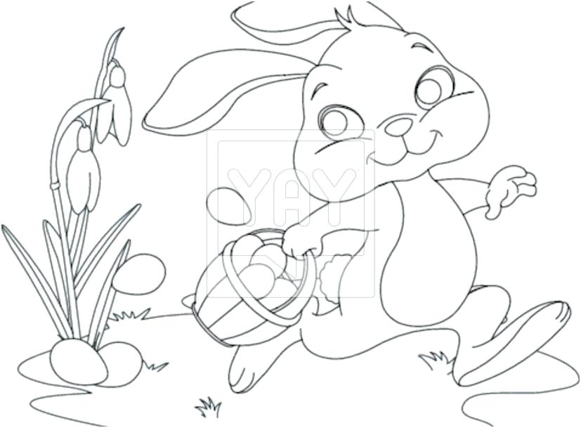 Easter Bunny With Eggs Coloring Page At GetColorings