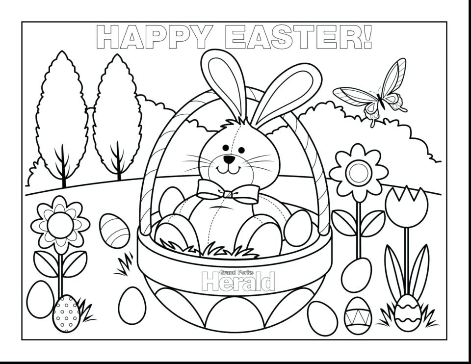 Easter Bunny With Eggs Coloring Page at GetColorings.com | Free