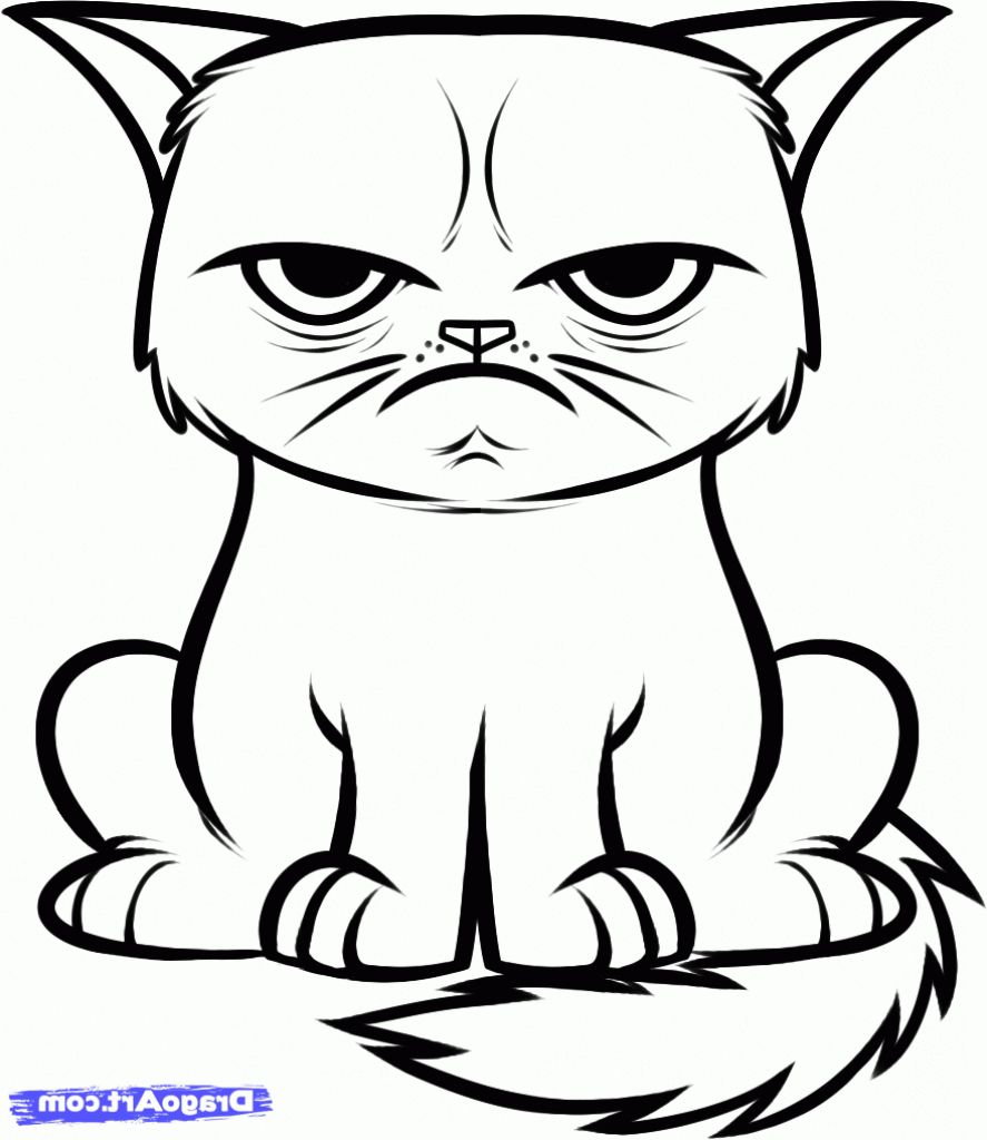 Easy Cat Coloring Pages at Free