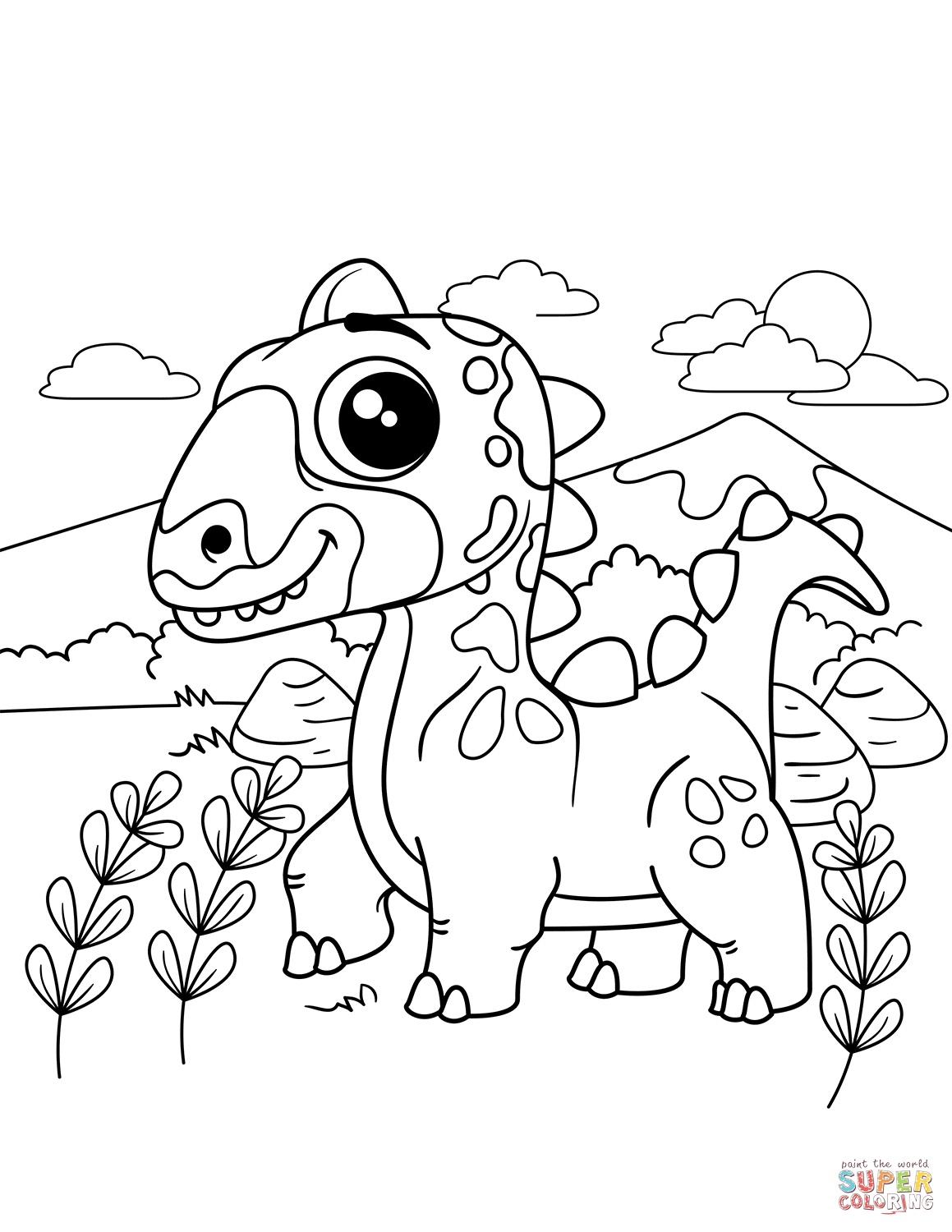 Easy Dinosaur Coloring Pages at GetColorings.com | Free printable