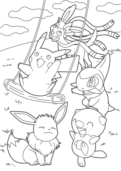 Eevee and Pikachu Coloring Pages