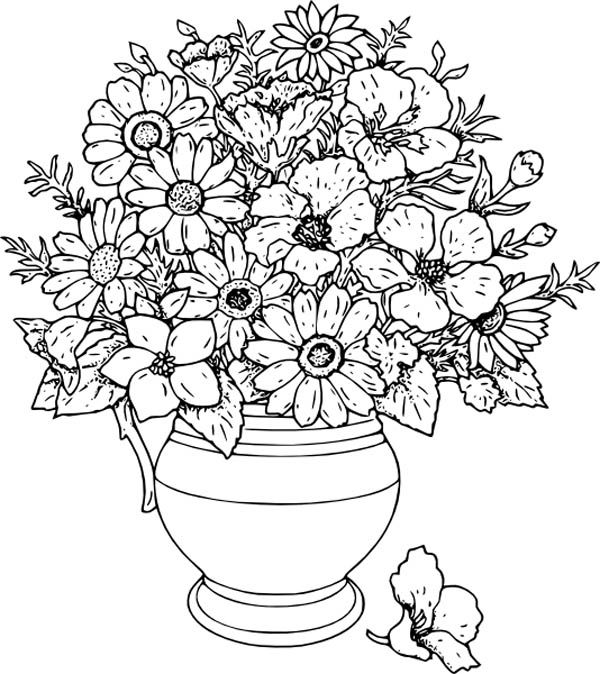Flower Vase Coloring Pages at Free printable