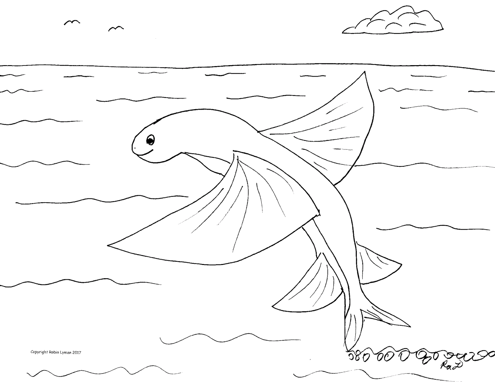 Flying Fish Coloring Page at GetColorings.com | Free printable