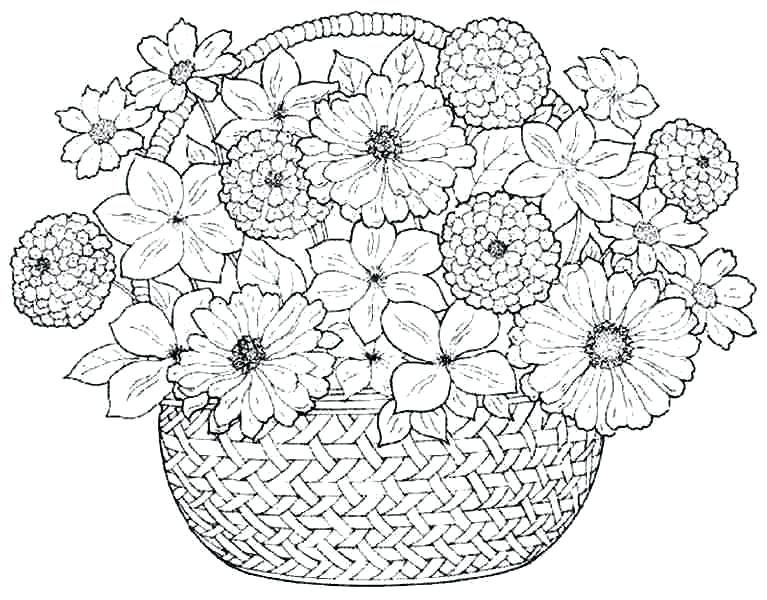 767x600 Coloring Pages With Flowers Bouquet Free