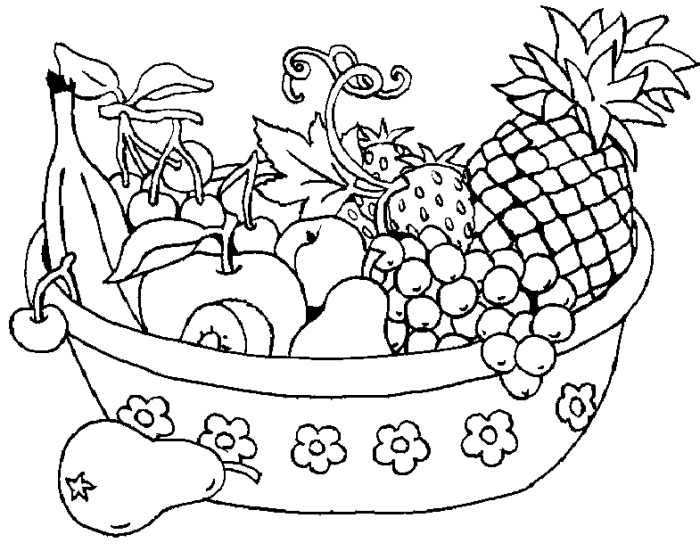700x551 Assorted Fresh Fruit In The Basket Coloring Pages