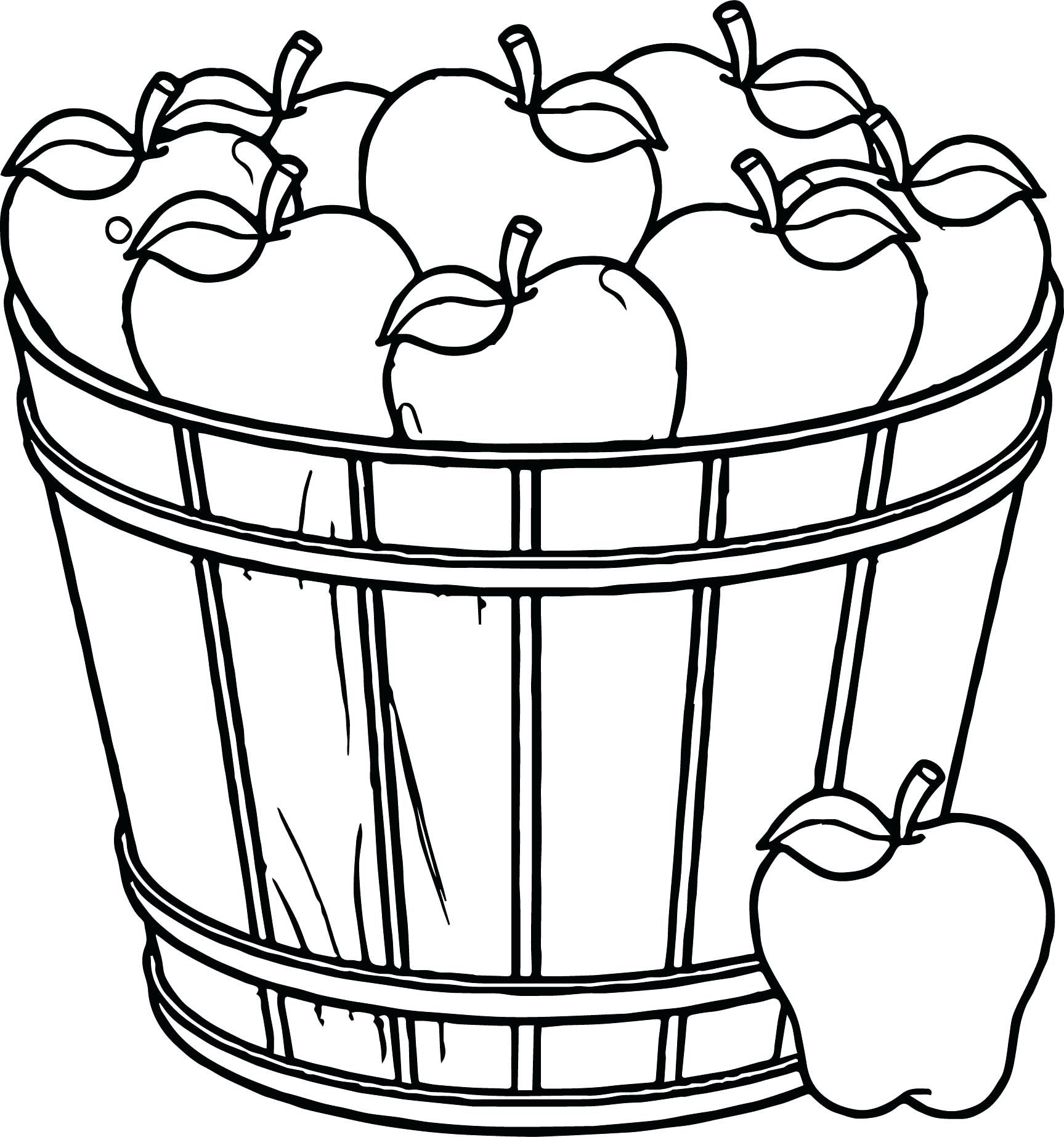 96 Simple Fruit Basket Coloring Page with Animal character