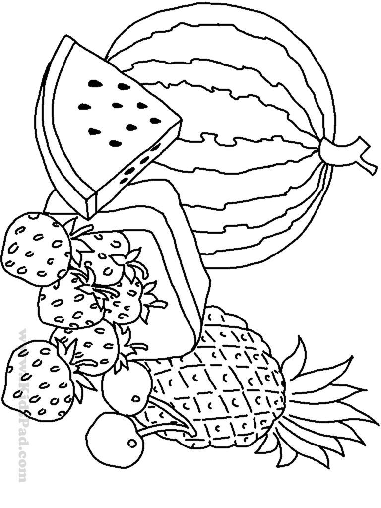Fruits And Vegetables Coloring Pages For Kids Printable at GetColorings