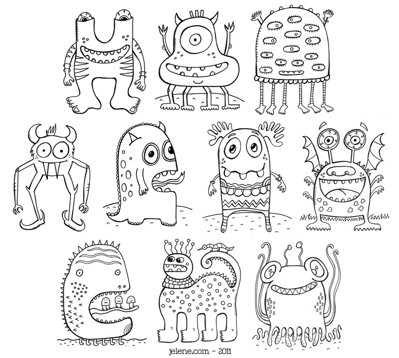 Funny Monster Coloring Pages at Free printable