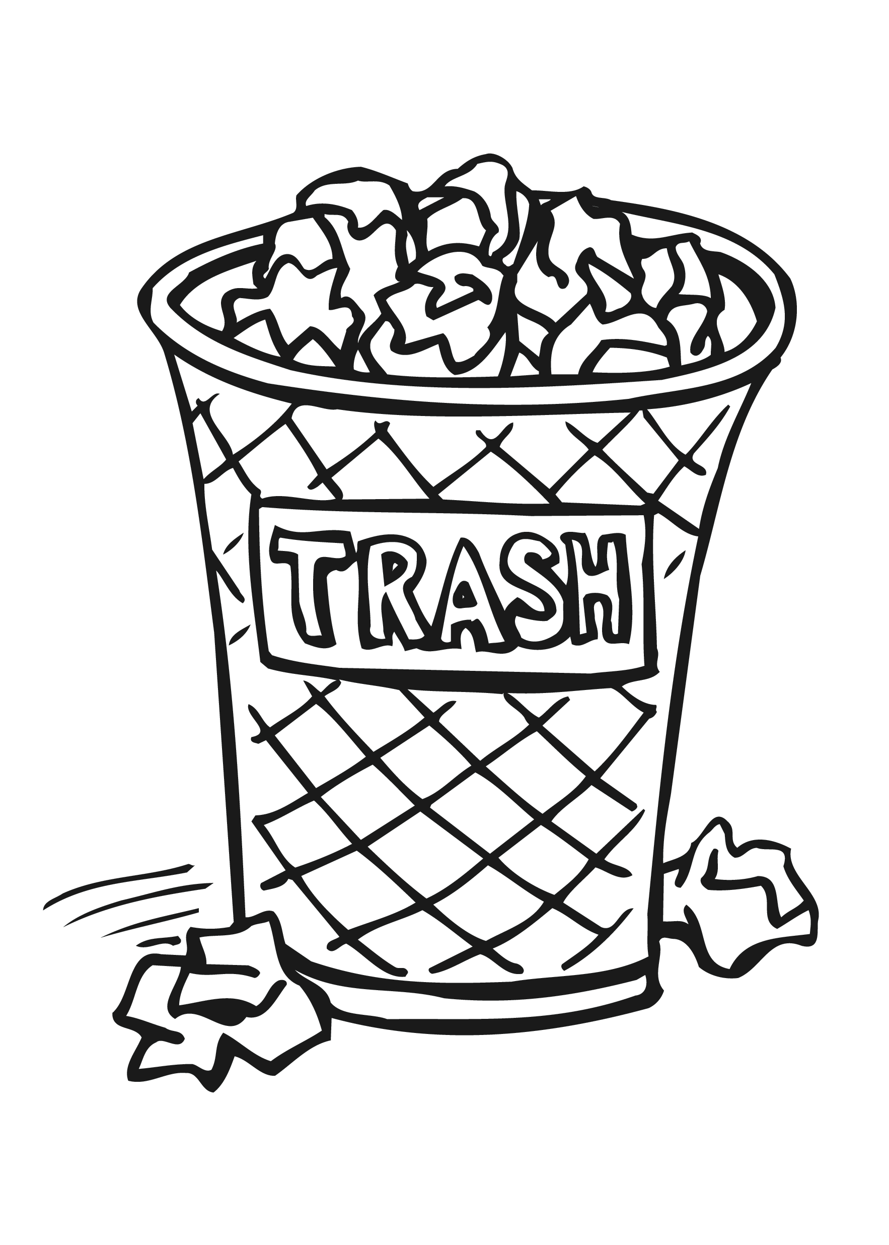 Garbage Can Coloring Page at Free printable