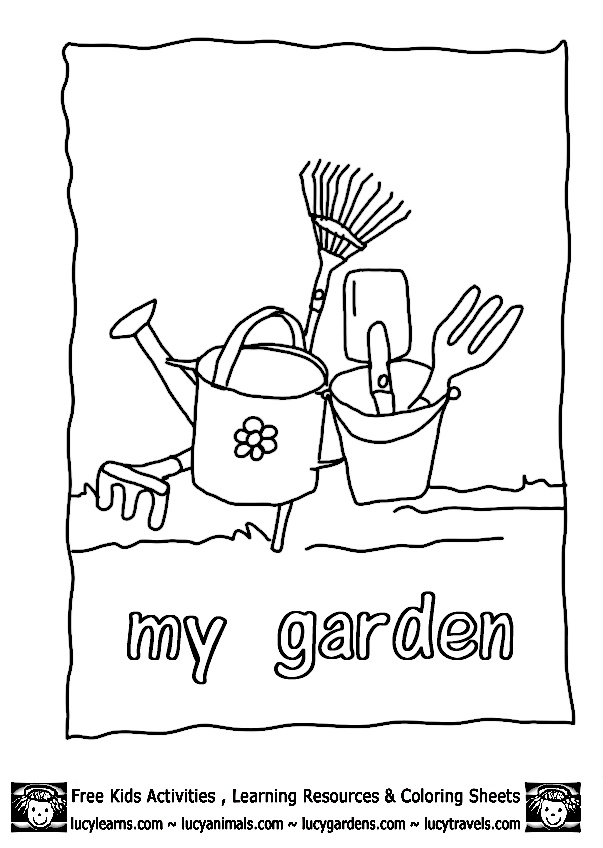 Animal Garden Tools Coloring Pages 