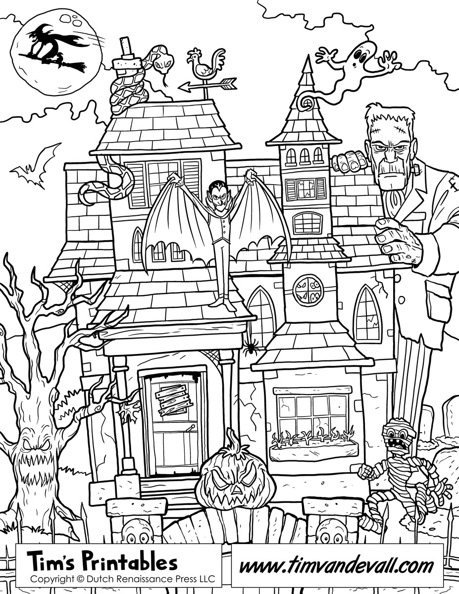 927x1200 Adult Halloween Haunted House Coloring Pages Gallery Sheets