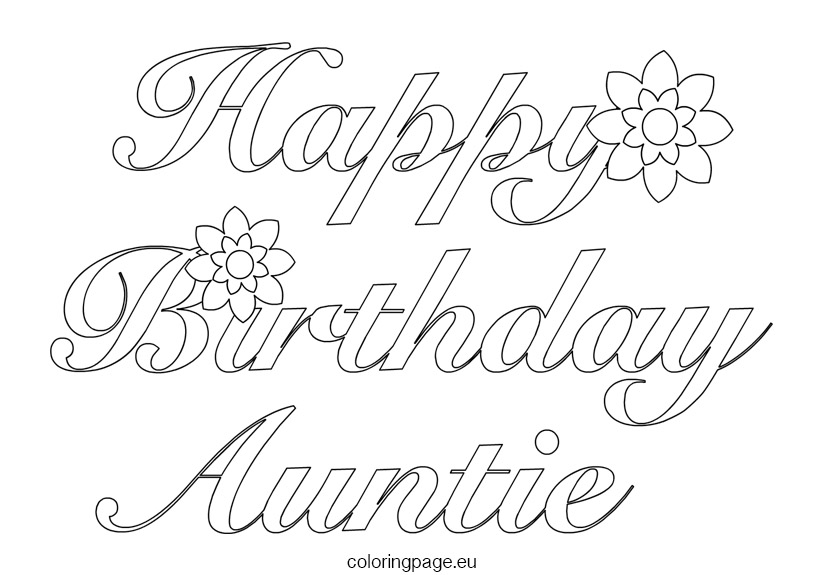 Free Printable Coloring Birthday Cards For Aunt