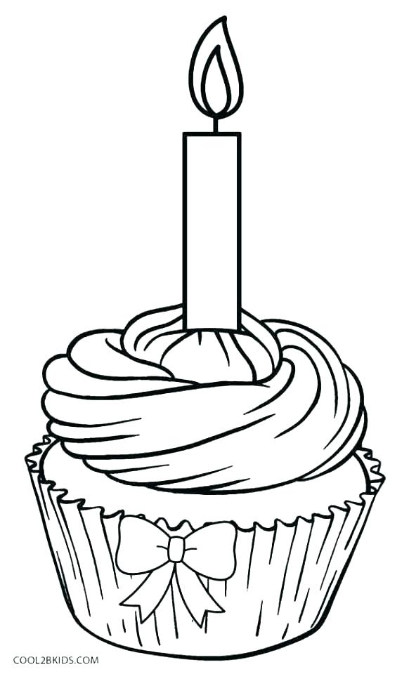 Happy Birthday Cupcake Coloring Pages At Getcolorings Free