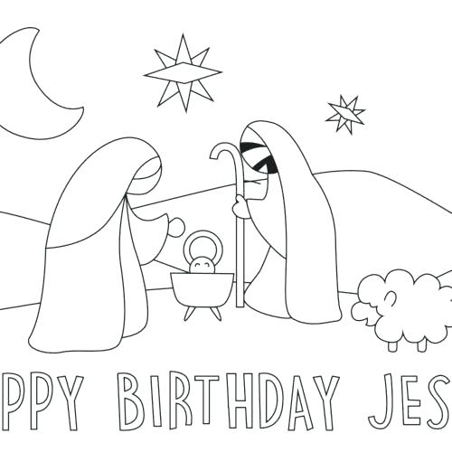 New Jesus Birthday Coloring Page with simple drawing