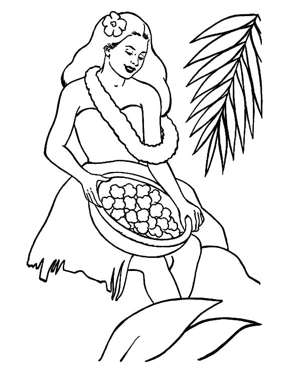 Hawaiian Girl Coloring Pages at Free printable
