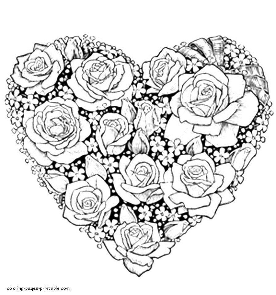 Heart Flower Coloring Pages at GetColorings.com | Free ...