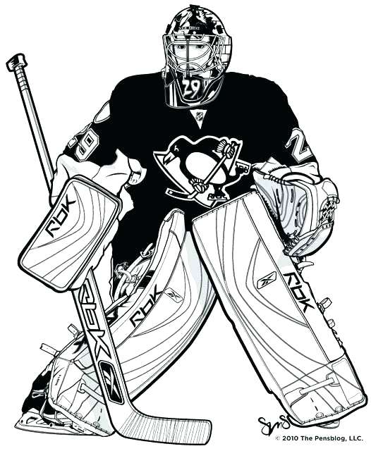 Goalie Hockey Player Coloring Page Sketch Coloring Page