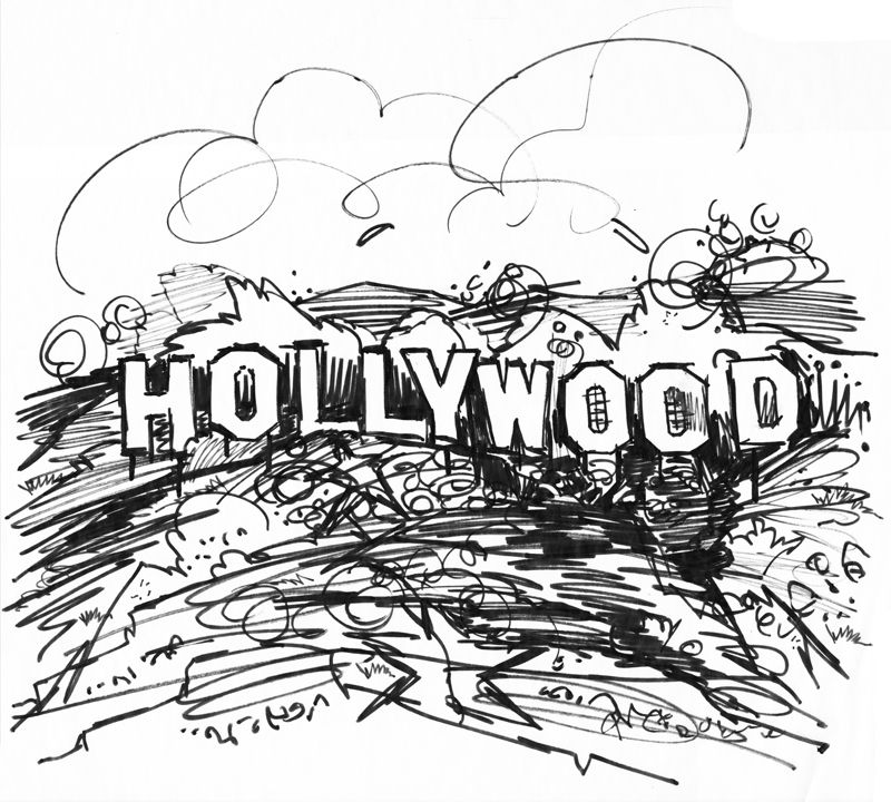 Hollywood Sign Coloring Page at Free