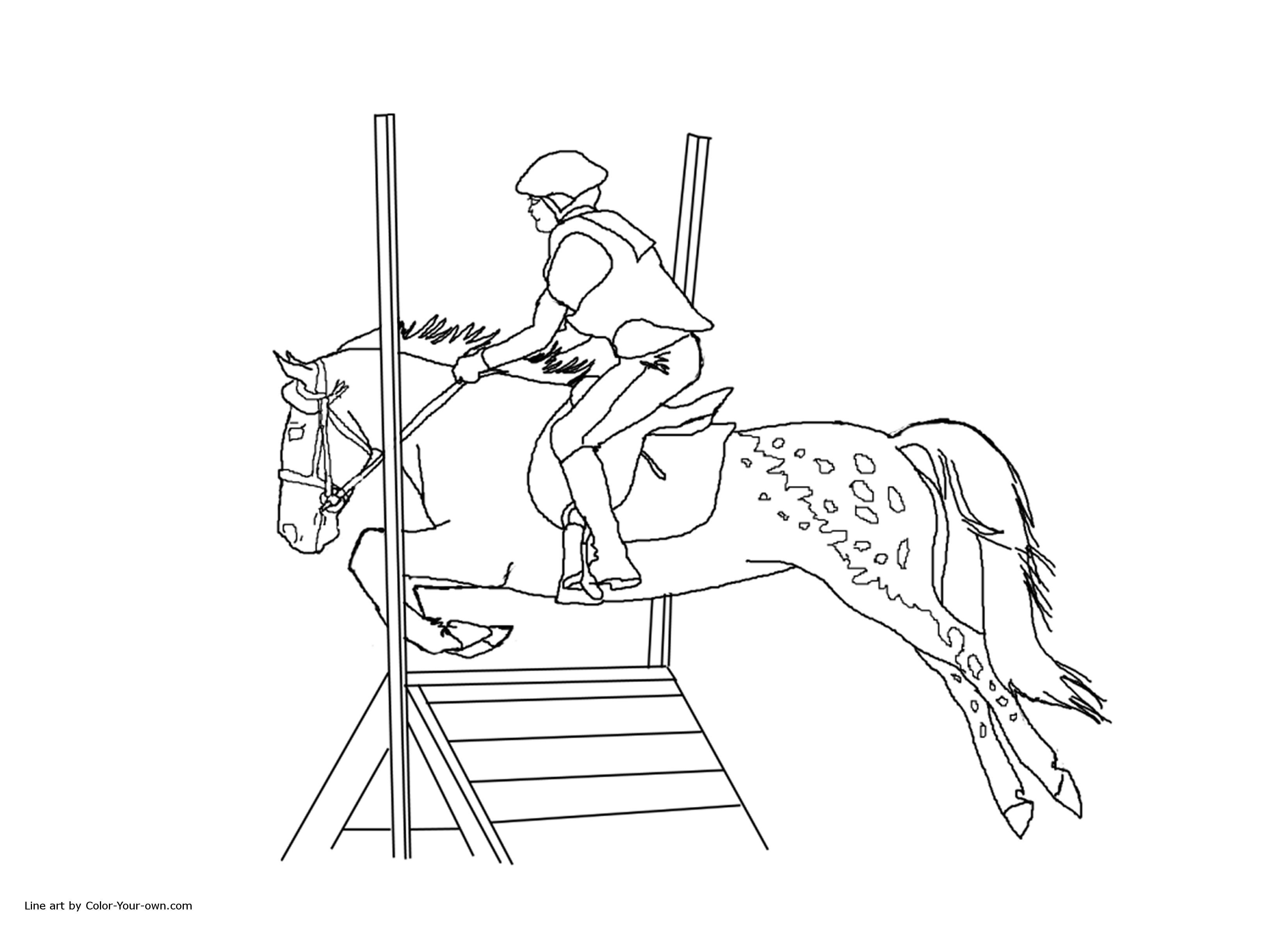Horse Jumping Coloring Pages at GetColorings.com | Free printable