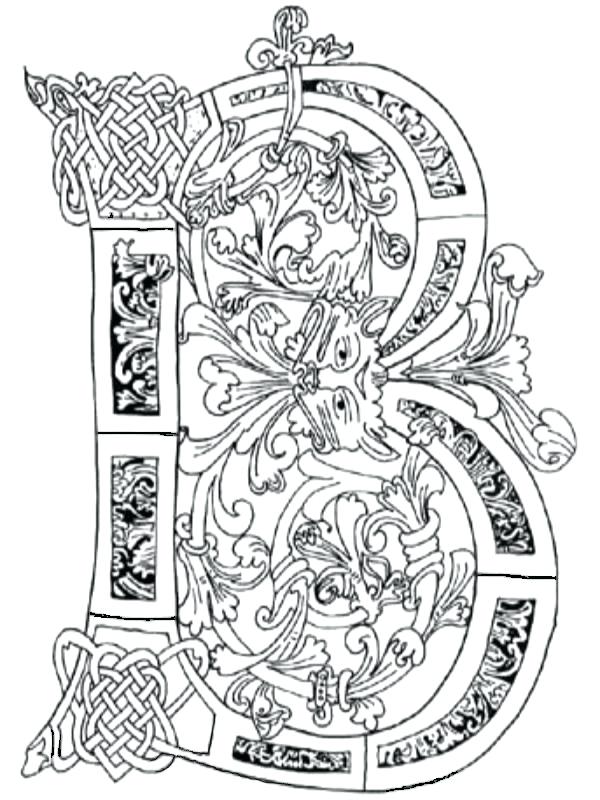 Illuminated Letters Coloring Pages Free / Illuminated Manuscript