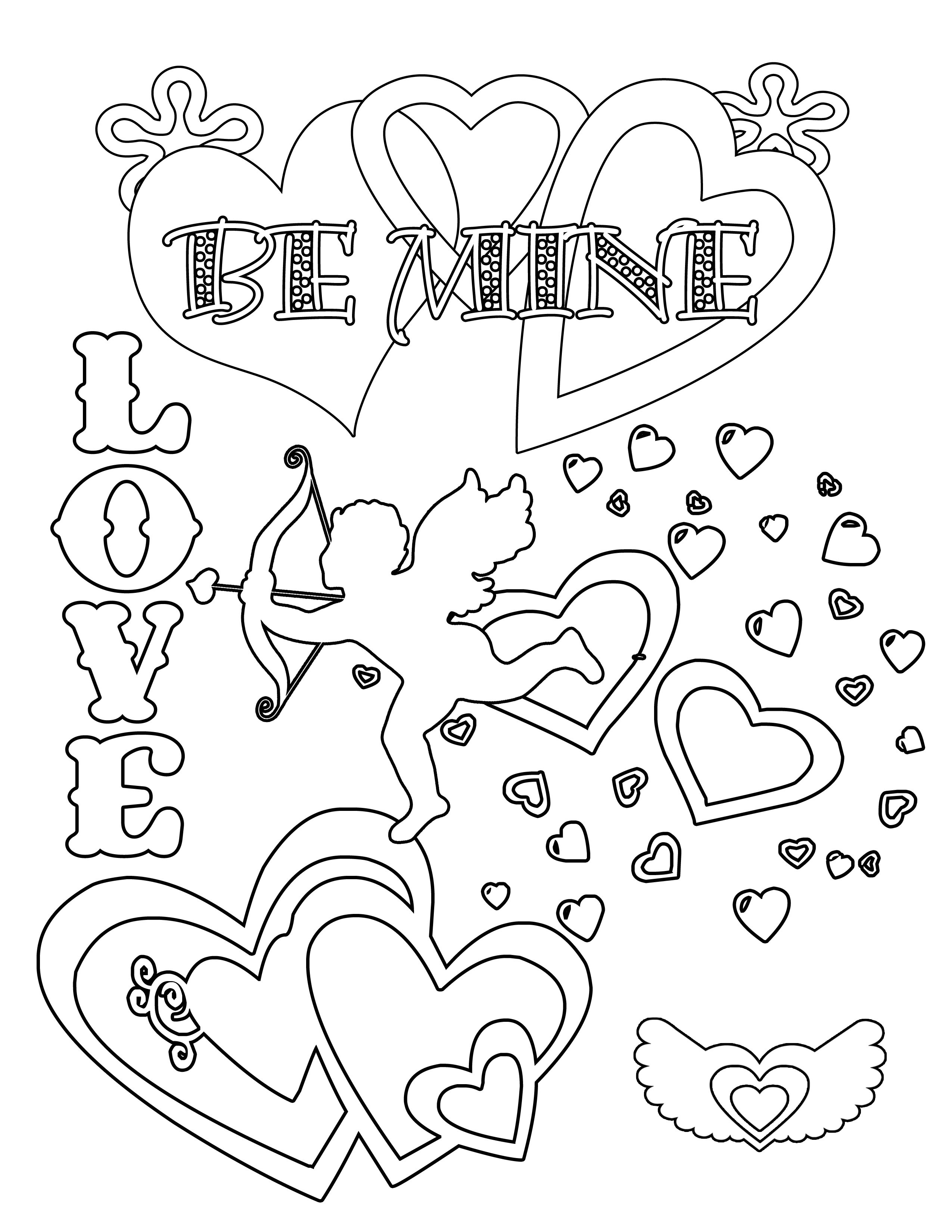 Free Printable Valentines Coloring Pages Cards