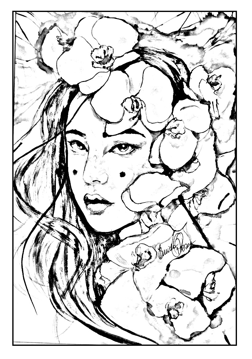 Adult Geisha Coloring Page Coloring Pages