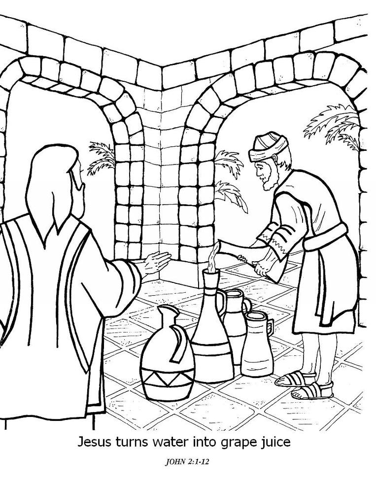 Jesus Turns Water Into Wine Coloring Page At GetColorings Free