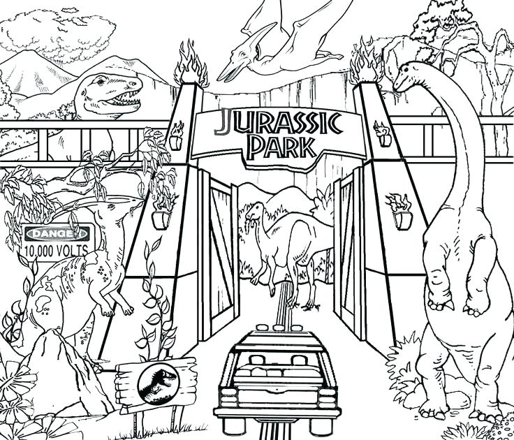 736x630 Jurassic Park Coloring Pages Page Best