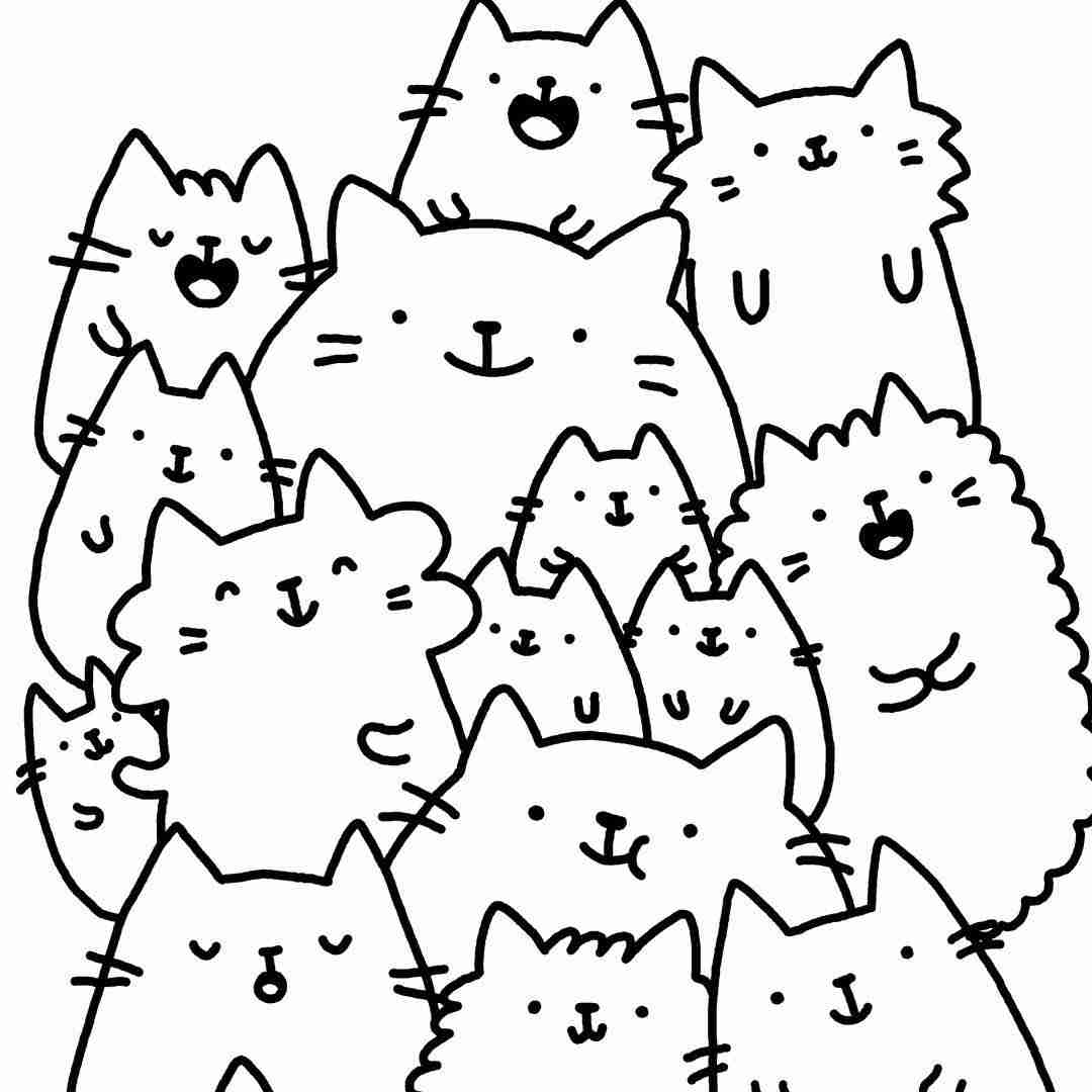 Kawaii Cat Coloring Pages at Free