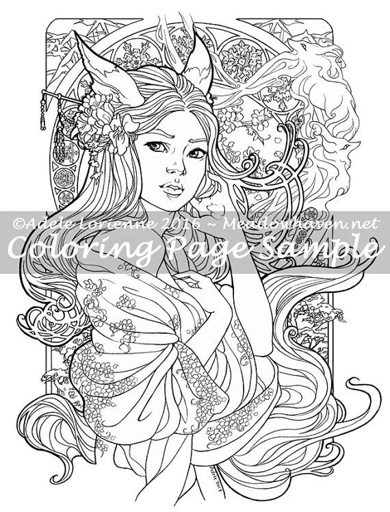 Kitsune Coloring Pages at GetColorings.com | Free printable colorings