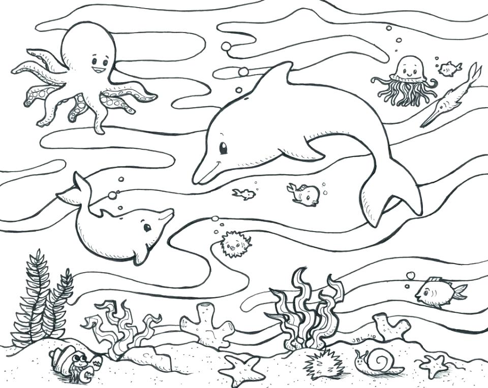 960x764 Coloring Pages Of Ocean Animals Underwater Scene