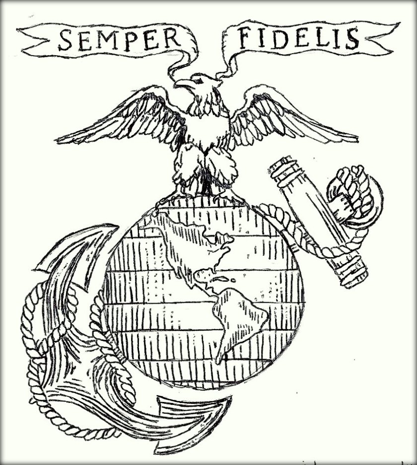 904 Cartoon Marine Corps Coloring Pages Free with Animal character
