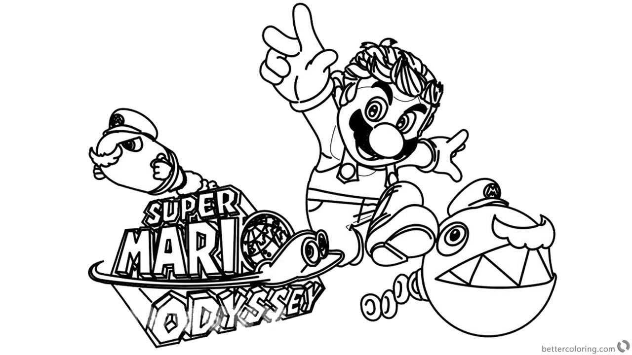 Kleurplaat Super Mario Odyssey Super Mario Odyssey Nintendo Coloring 