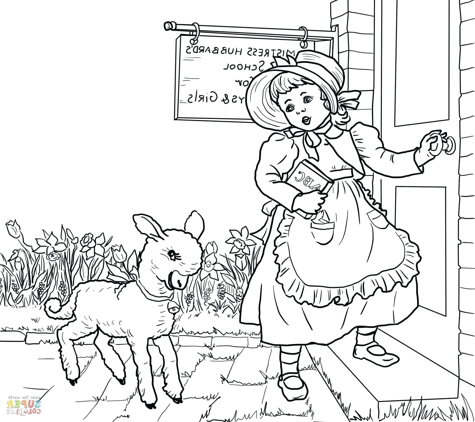 Mary Had A Little Lamb Coloring Page at Free