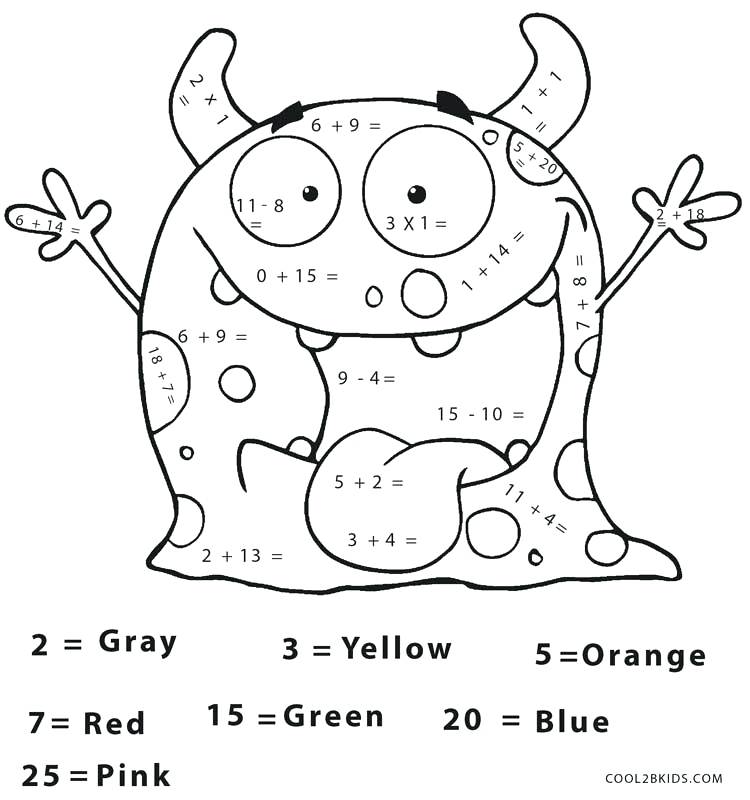 Math Facts Coloring Worksheets