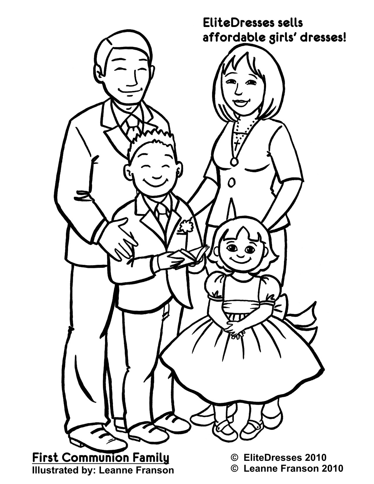Simple Printable Family Coloring Pages for Kindergarten