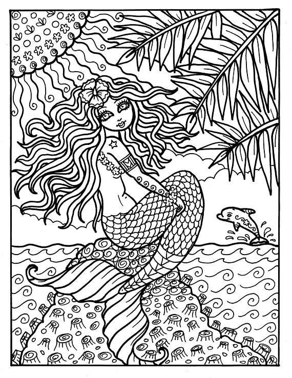 Mermaid Adult Coloring Pages at GetColorings.com | Free printable ...