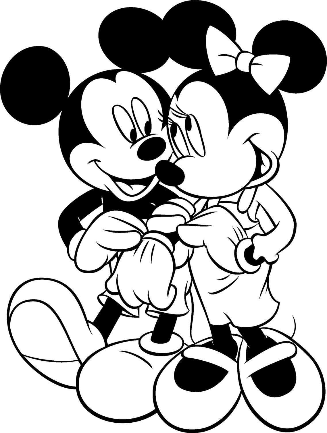 Mickey And Minnie Mouse Kissing Coloring Pages At Getcolorings