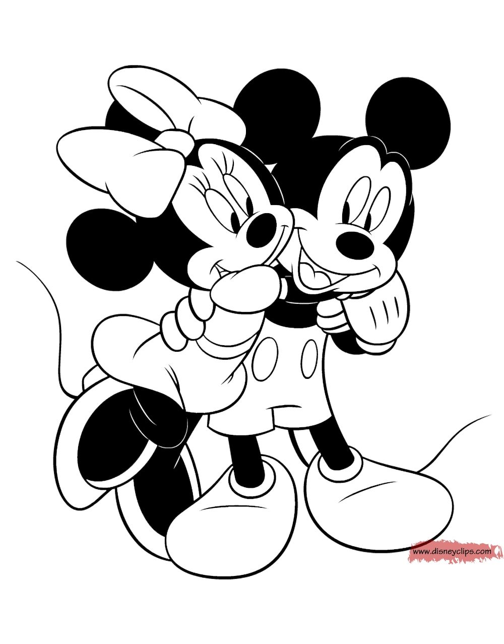 Mickey And Minnie Mouse Kissing Coloring Pages at