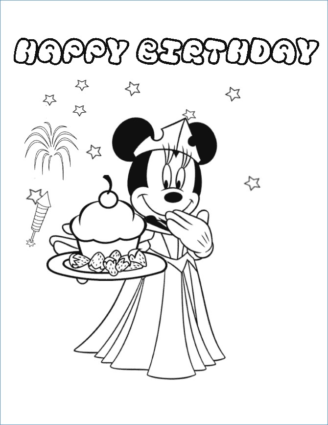 Minnie Mouse Birthday Coloring Pages at Free