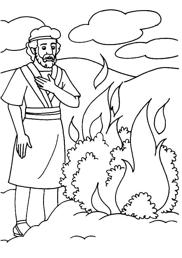 Moses And The Burning Bush Coloring Page at Free