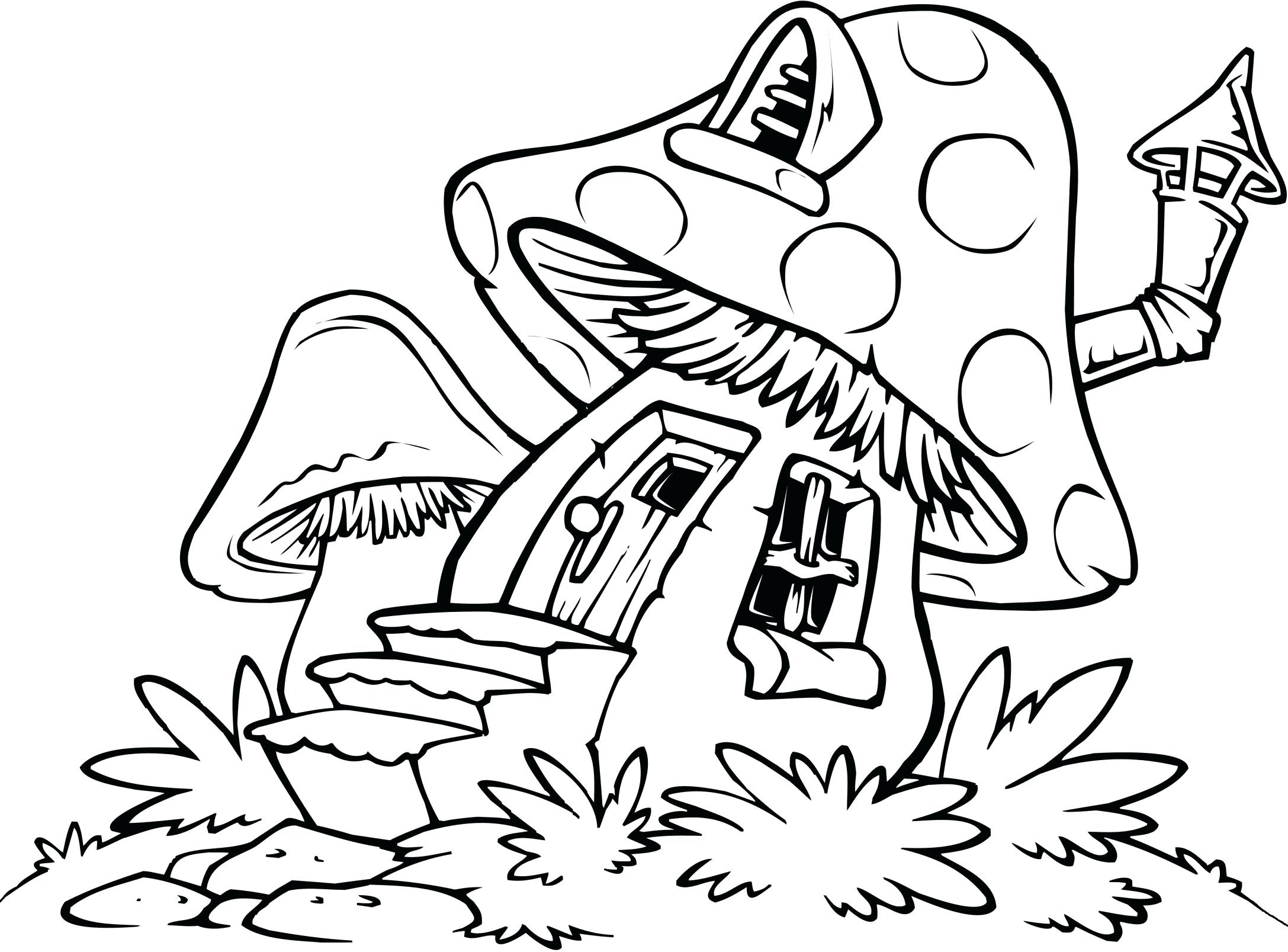 Mushroom House Coloring Page At GetColorings Free Printable 