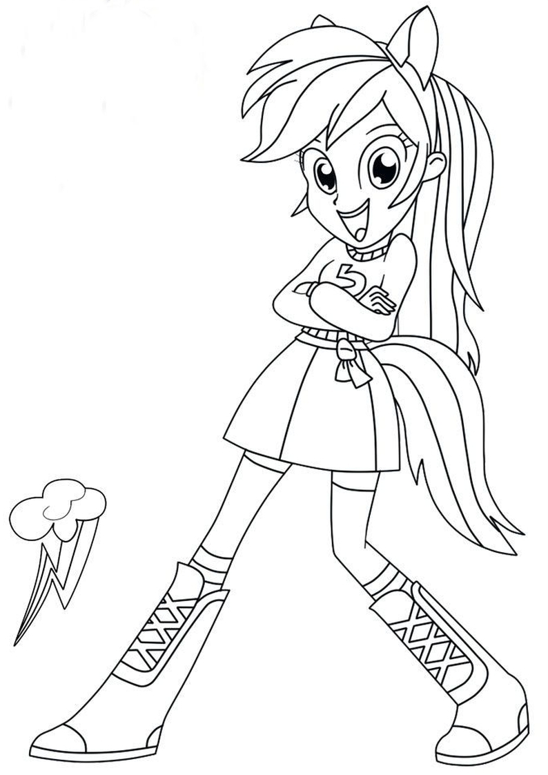 My Little Pony Equestria Girl Rainbow Dash Coloring Pages at