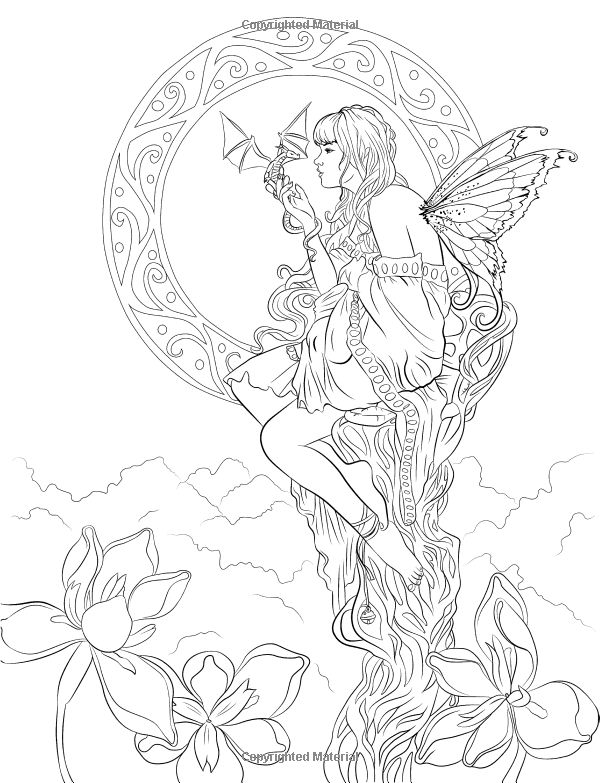 coloring mythical fantasy dragon mystical creatures elf fenech adult fairy detailed selina colouring printable fairies adults mermaid sea magical drawing
